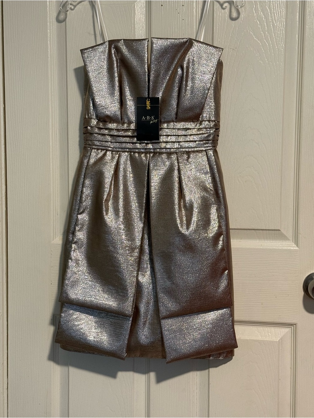 NWT A.B.S. Metallic Strapless Cocktail Dress - Shimmery Rose Gold/silver ish